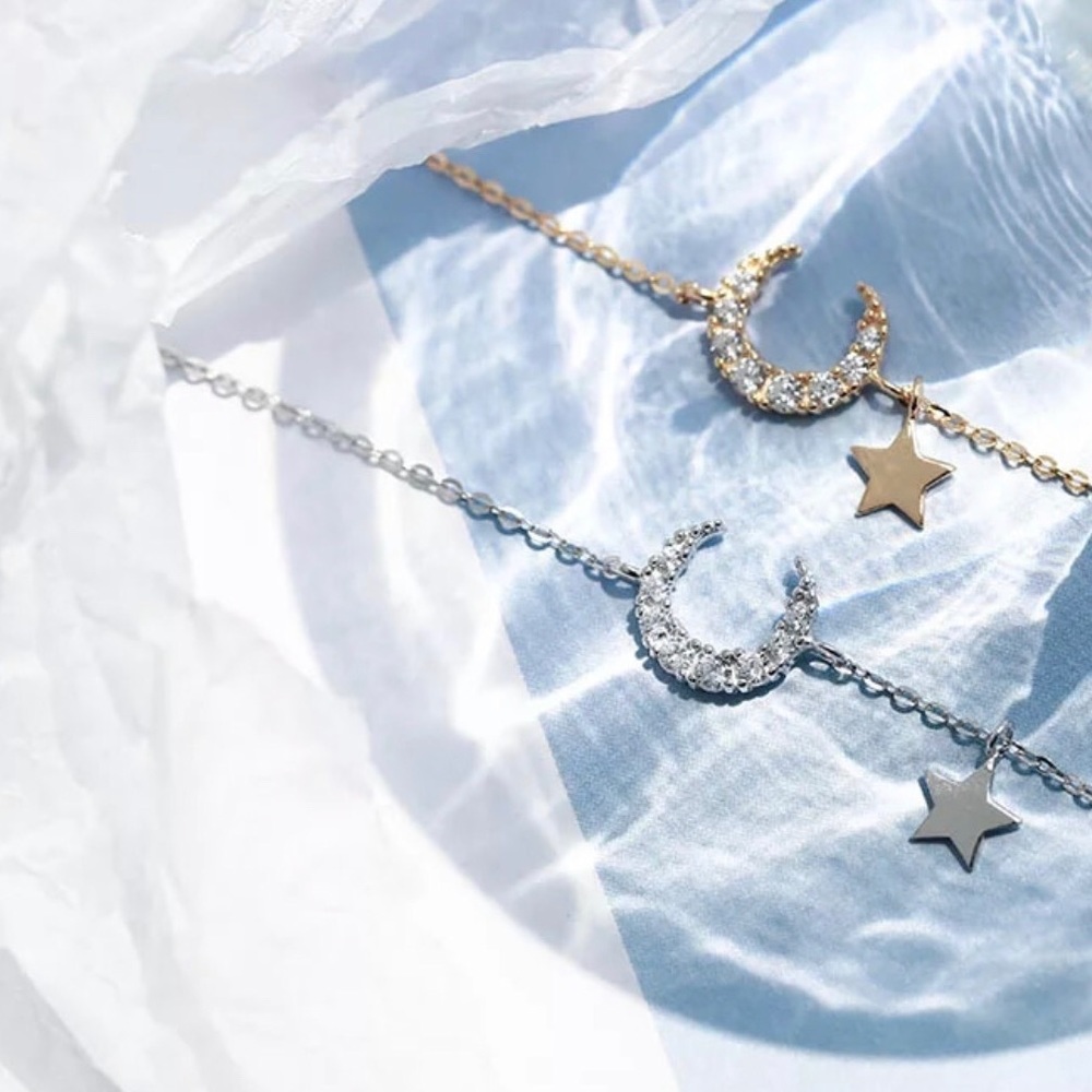 CZ Gold Moon & Star Bracelet - Picture 6 of 6